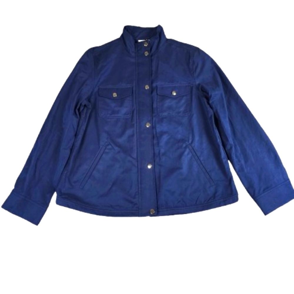 NWT Kim Rogers Full Zip Button Navy Blue Jacket Womens Medium